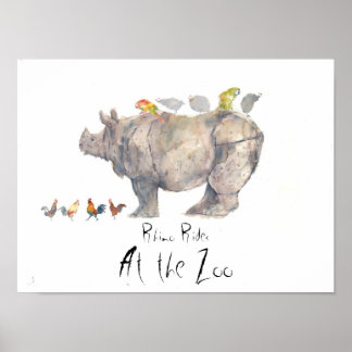 RHINO copy, Rhino Rides, At the Zoo Poster