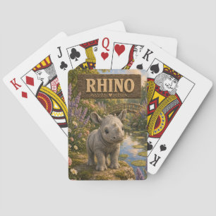 Rhino Cute Baby Storybook Nursery Animal Playing Cards