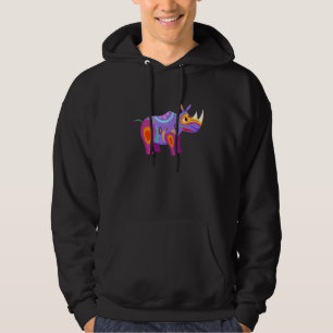 Rhino Dia De Los Muertos Colourful Day Of Dead Sug Hoodie
