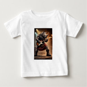 Rhino Guitarist in Kilt Rocking Out Baby T-Shirt