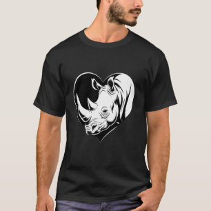Rhino Heart Graphic Animal Art Rhinoceros Lover T-Shirt