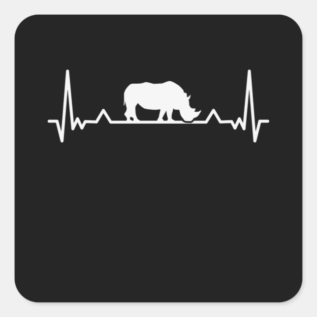 Rhino Heartbeat Save the Rhinoceros Gift Square Sticker (Front)