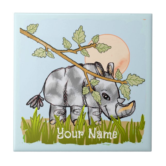 Rhino Hiding  Ceramic Tile (Front)