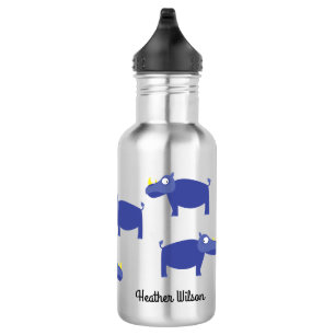 Rhino Kid Rhinoceros Water Bottle with Name