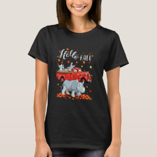 Rhino Koala Leaf Autumn Happy Fall Y All Red Truck T-Shirt