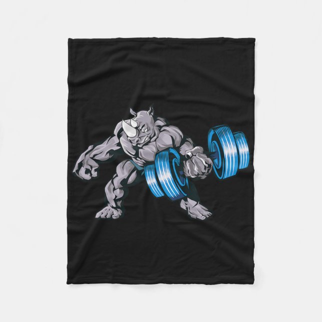 Rhino Lifting Weights Bodybuilding Beast Gym Fitne Fleece Blanket (Front)