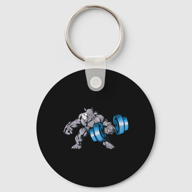 Rhino Lifting Weights Bodybuilding Beast Gym Fitne Key Ring (Front)