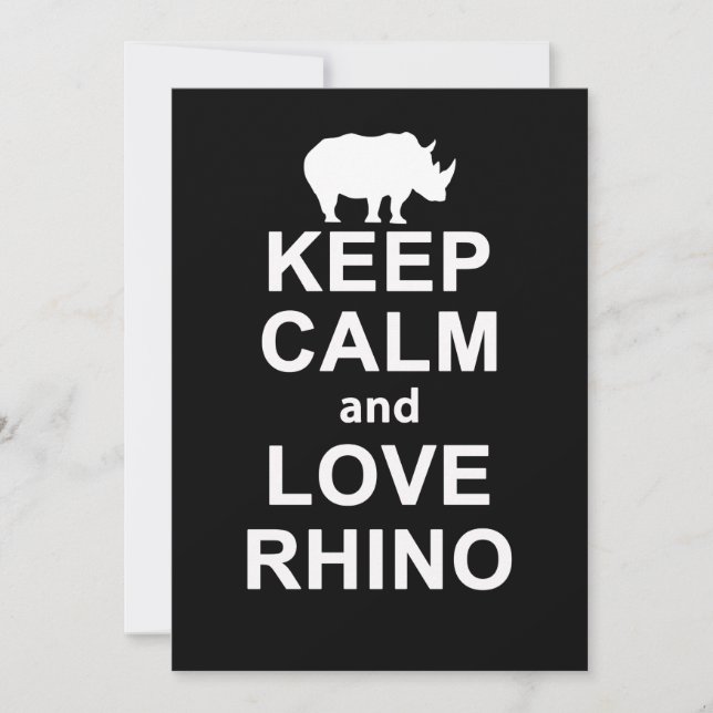 Rhino Lover Gift|Keep Calm And Love Rhino Thank You Card (Front)