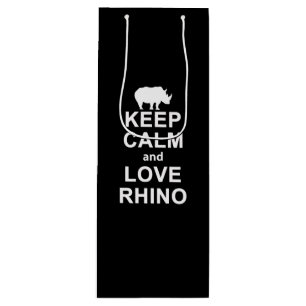 Rhino Lover Gift Keep Calm And Love Rhino Wine Gift Bag