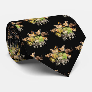 Rhino Mom and Calf Wildlife Frame Neck Tie