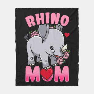 Rhino Mum Gift For Owner Rhino Mum Fleece Blanket