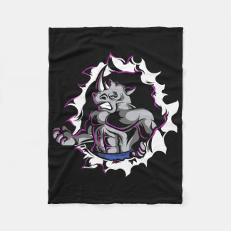 Rhino Muscles Fitness Bodybuilding Weight Lifting  Fleece Blanket