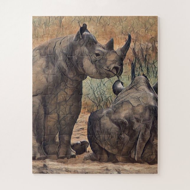 Rhino Oil Paint,  Jigsaw Puzzle (Vertical)