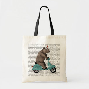 Rhino on Moped Tote Bag