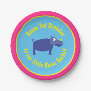 Rhino Paper Plates Animal Birthday Party