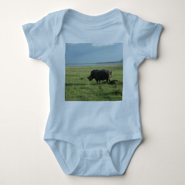 Rhino poop baby bodysuit (Front)