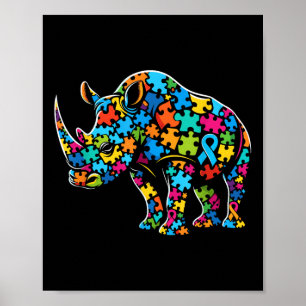 Rhino Puzzle Autism Awareness Autistic Womens Mens Poster