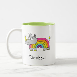 Rhino Rainbow Cute Kids Rhinoceros Two-Tone Coffee Mug