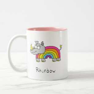 Rhino Rainbow Cute Kids Two-Tone Coffee Mug