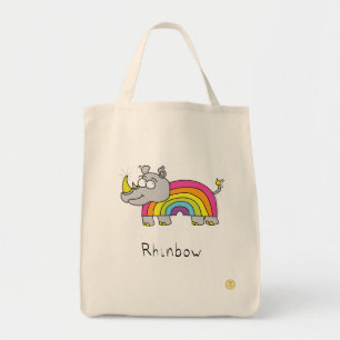Rhino Rainbow Funny Kids Tote Bag