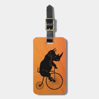 Rhino Riding a Bike Luggage Tag