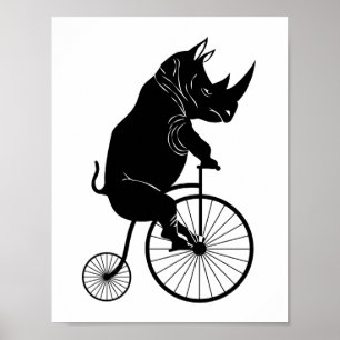 Rhino Riding a Bike Poster