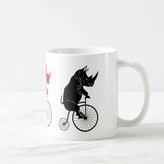 Rhino Riding an Old Fashion Bike Coffee Mug