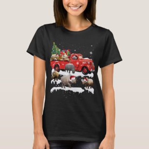 Rhino Riding Red Truck Merry Christmas X-mas Ugly  T-Shirt