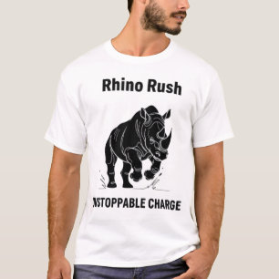 Rhino Rush Unstoppable Charge Minimalist BLACK T-Shirt