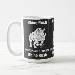 Rhino Rush Unstoppable Charge Minimalist WHITE Coffee Mug