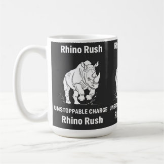 Rhino Rush Unstoppable Charge Minimalist WHITE Coffee Mug