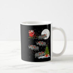 Rhino Santa Sleigh Flying Funny Magical Christmas  Coffee Mug