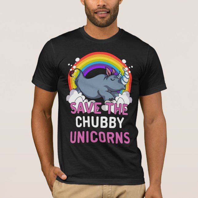 Rhino Save The Chubby Unicorns Magical Rainbow T-Shirt (Front)
