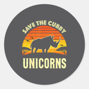 Rhino Save The Cubby Unicorns Rhinoceros Classic Round Sticker