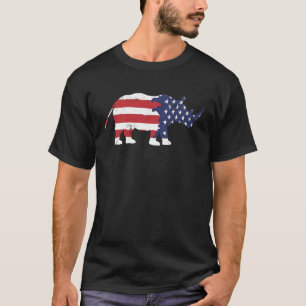 Rhino Silhouette American Flag Stop Poaching T-Shirt
