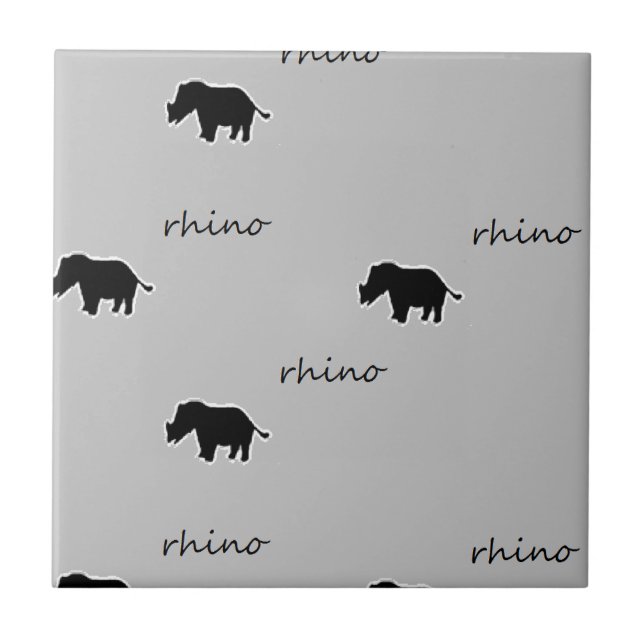 Rhino silhouette pattern ceramic tile (Front)