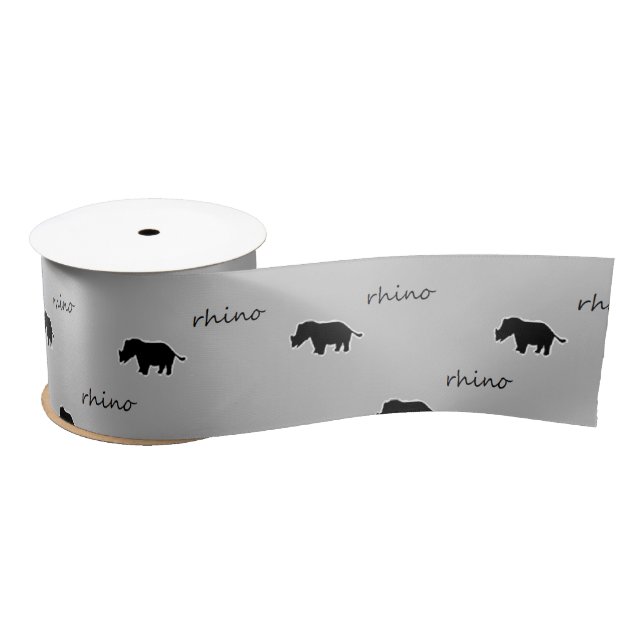 Rhino silhouette pattern satin ribbon (Spool)