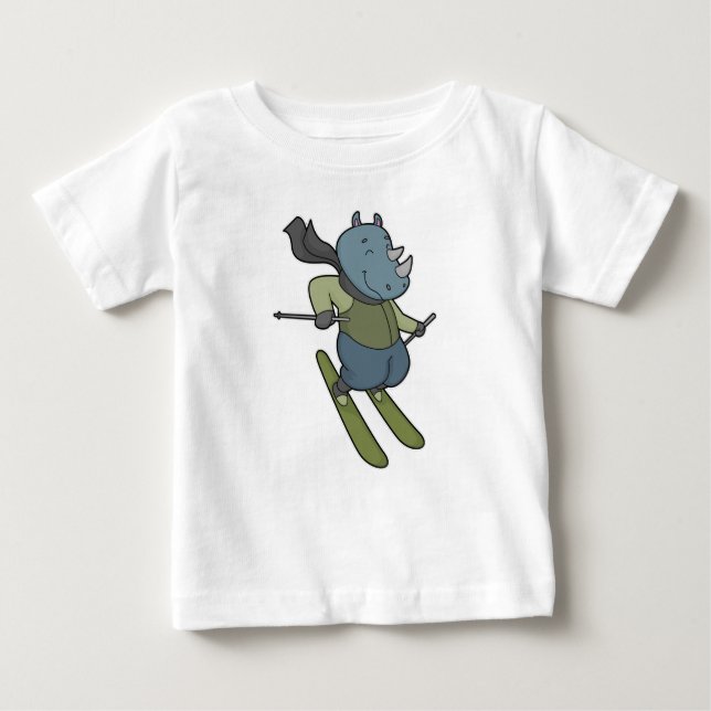 Rhino Skier Ski Baby T-Shirt (Front)