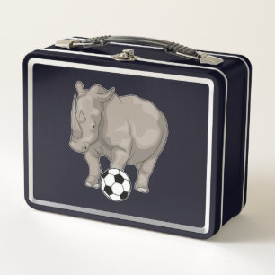 Rhino Soccer player Soccer Metal Lunch Box