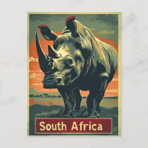 Rhino South Africa Vintage Postcard