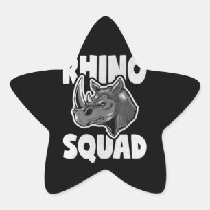 Rhino Squad Rhinoceros Love Team Gift Star Sticker