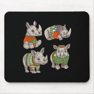 Rhino Ugly Christmas Sweater Contest Mouse Pad