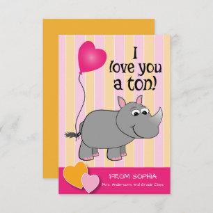 Rhino Valentine's Day Classroom Card