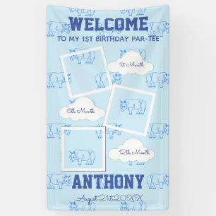 Rhino Welcome 1st Birthday Photo Banner