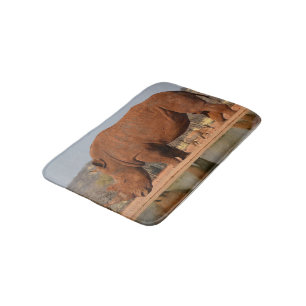 Rhino with mud on skin photo bath mat