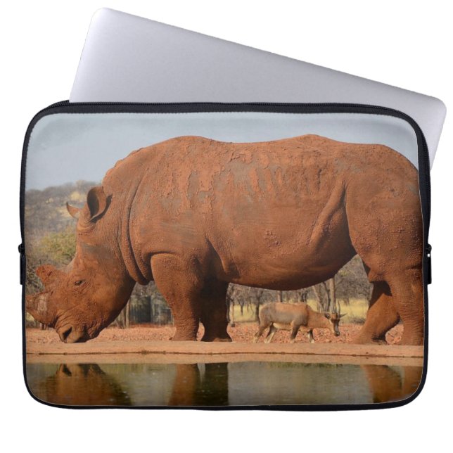 Rhino with mud on skin photo laptop sleeve (Front)