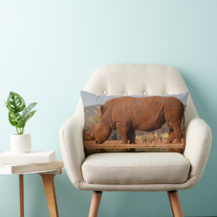 Rhino with mud on skin photo lumbar cushion