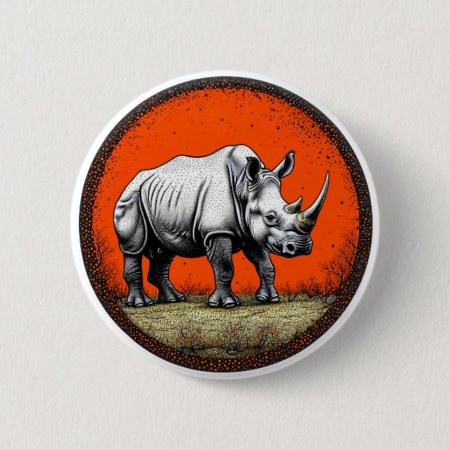 Rhinoceros 6 Cm Round Badge (Front)