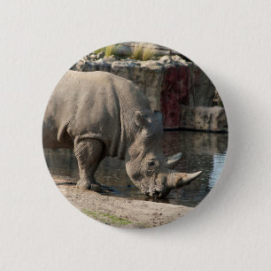 Rhinoceros 6 Cm Round Badge