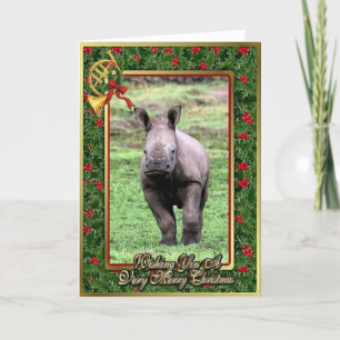 Rhinoceros African Animal Blank Christmas Card